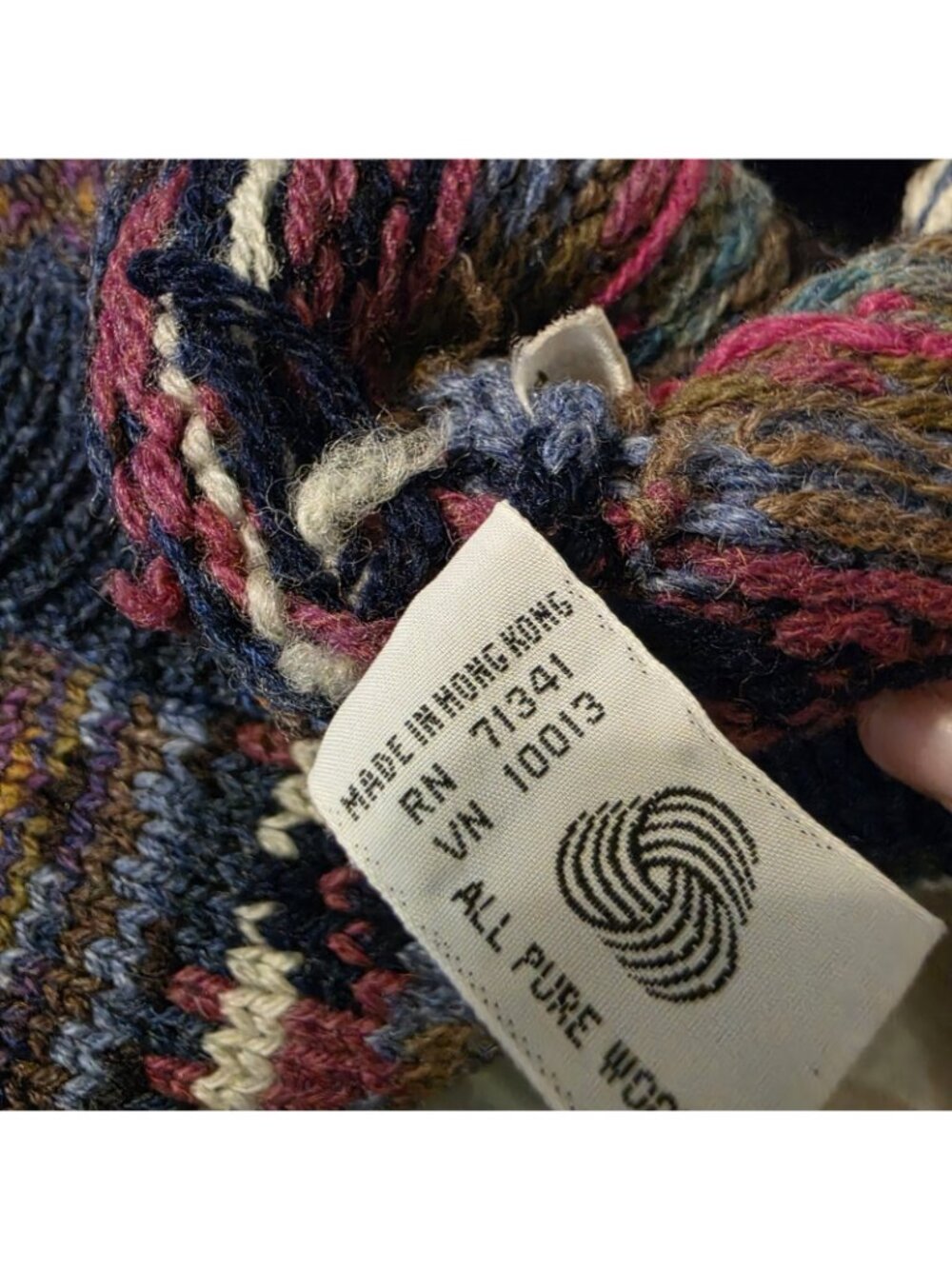 L.L. Bean Multicolor Fair Isle Wool Button Cardigan - Navy, Cream, Green - Picture 8 of 8
